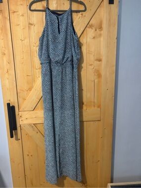 Daisy Fuentes Aqua Combo Halter Maxi Dress - Size L excellent condition